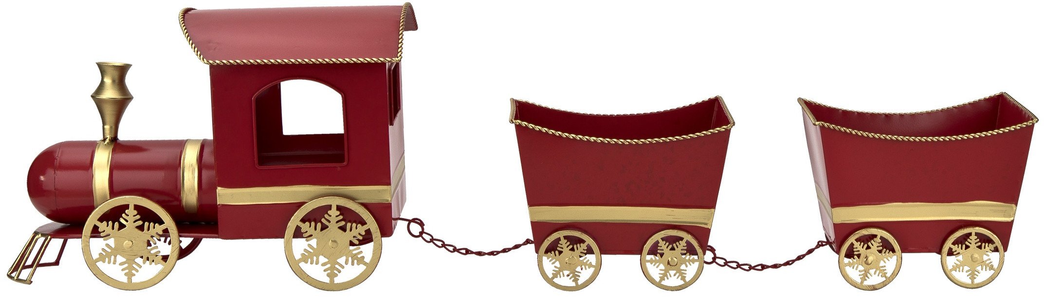 Duża Ozdoba metalowa Pociąg z 2 wagonami czerwony