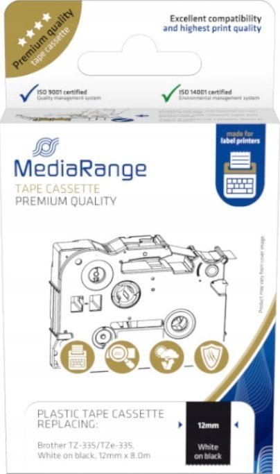 MediaRange MediaRange Schriftbandka. Brother TZ-335/TZe-335 12mm, 8m ws