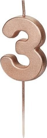 Świeczka urodzinowa 3 różowe złoto 4.5cm