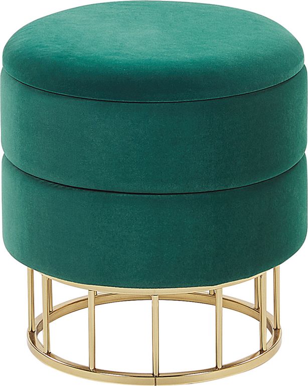 Beliani Puf ze schowkiem 37 cm ciemnozielony ELGIN