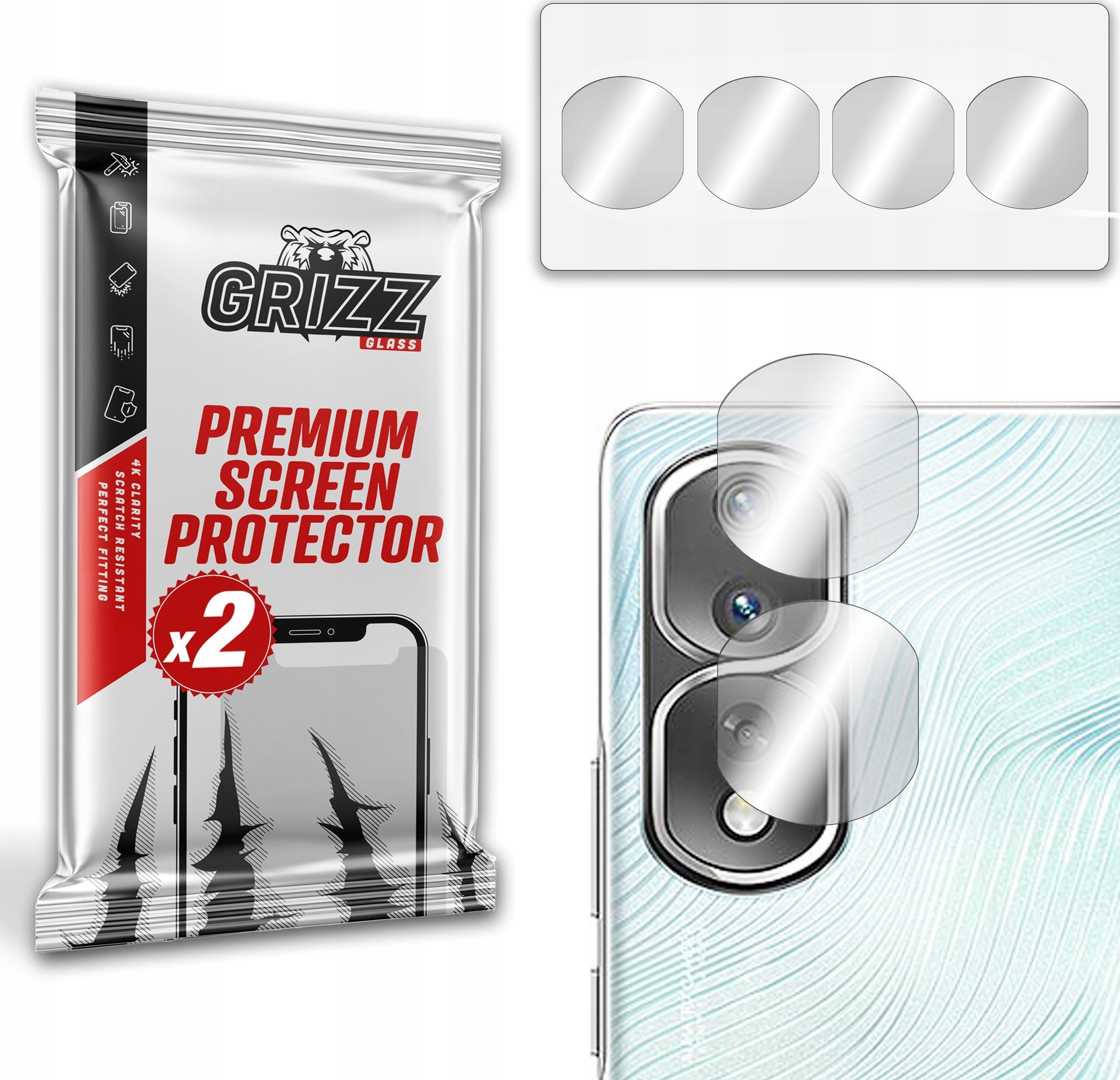 GrizzGlass Szkło na aparat GrizzGlass HybridGlass Camera Honor 80 Pro Flat