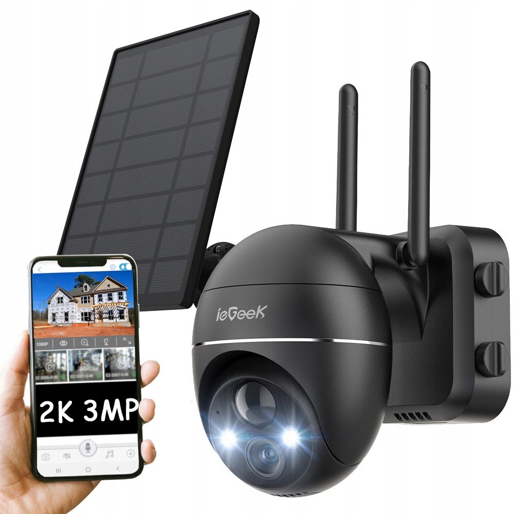 ieGeek Zewnętrzna kamera monitoringowa 2K z akumulatorem zewnętrznym IP HD
