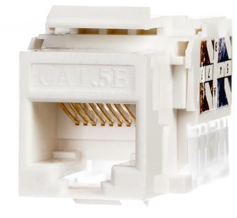 NetRack moduł Keystone Jack 1xRJ45 8p8c UTP Cat5e LSA z zaciskiem, biały (105-02)