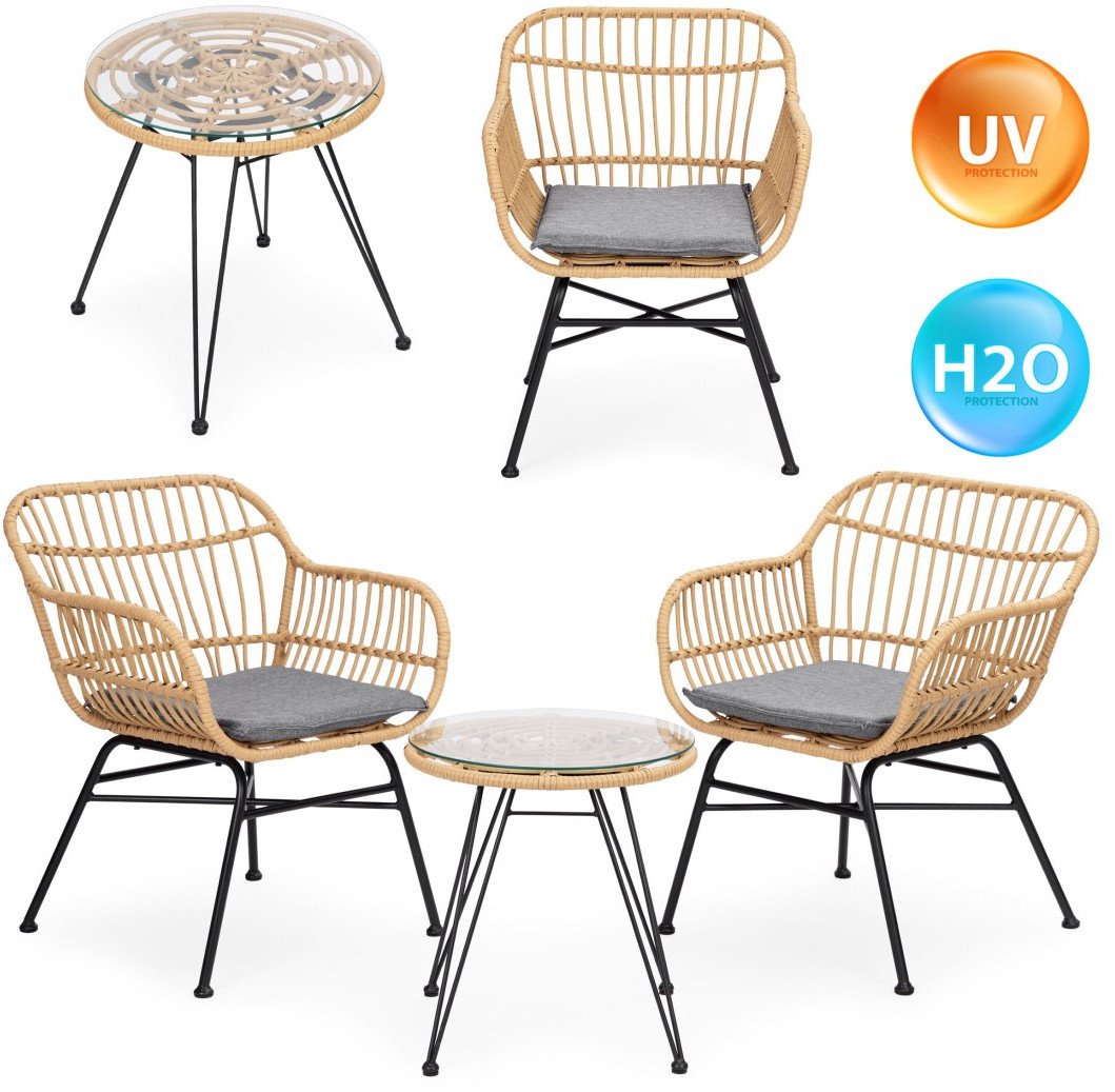 Zestaw mebli ogrodowych z technorattanu krzesła stolik + poduszki MultiGarden