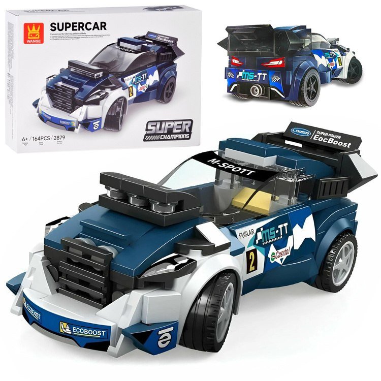 Klocki techniczne Sportowe auto GRANATOWE 164-elementy + naklejki ZA5745 EDUKAMP