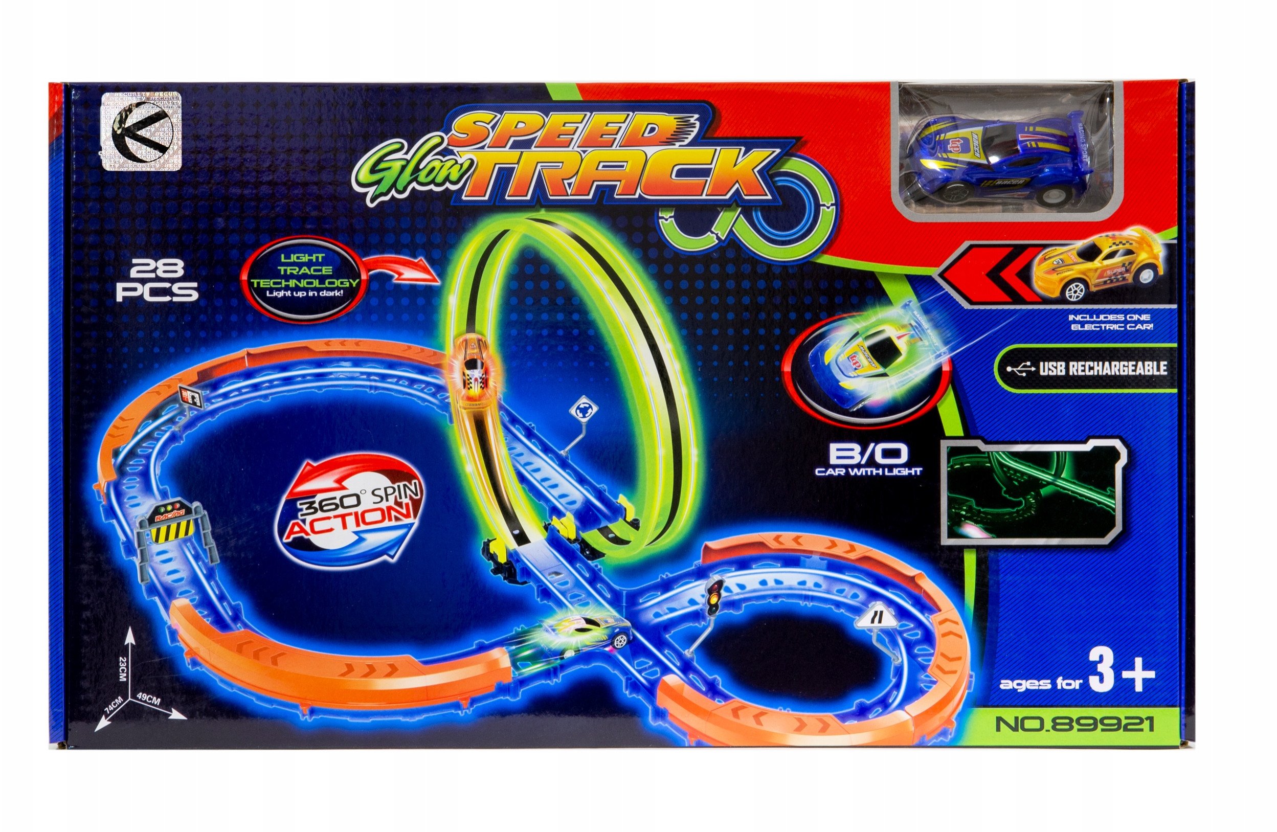 Tor samochodowy świecący w ciemności