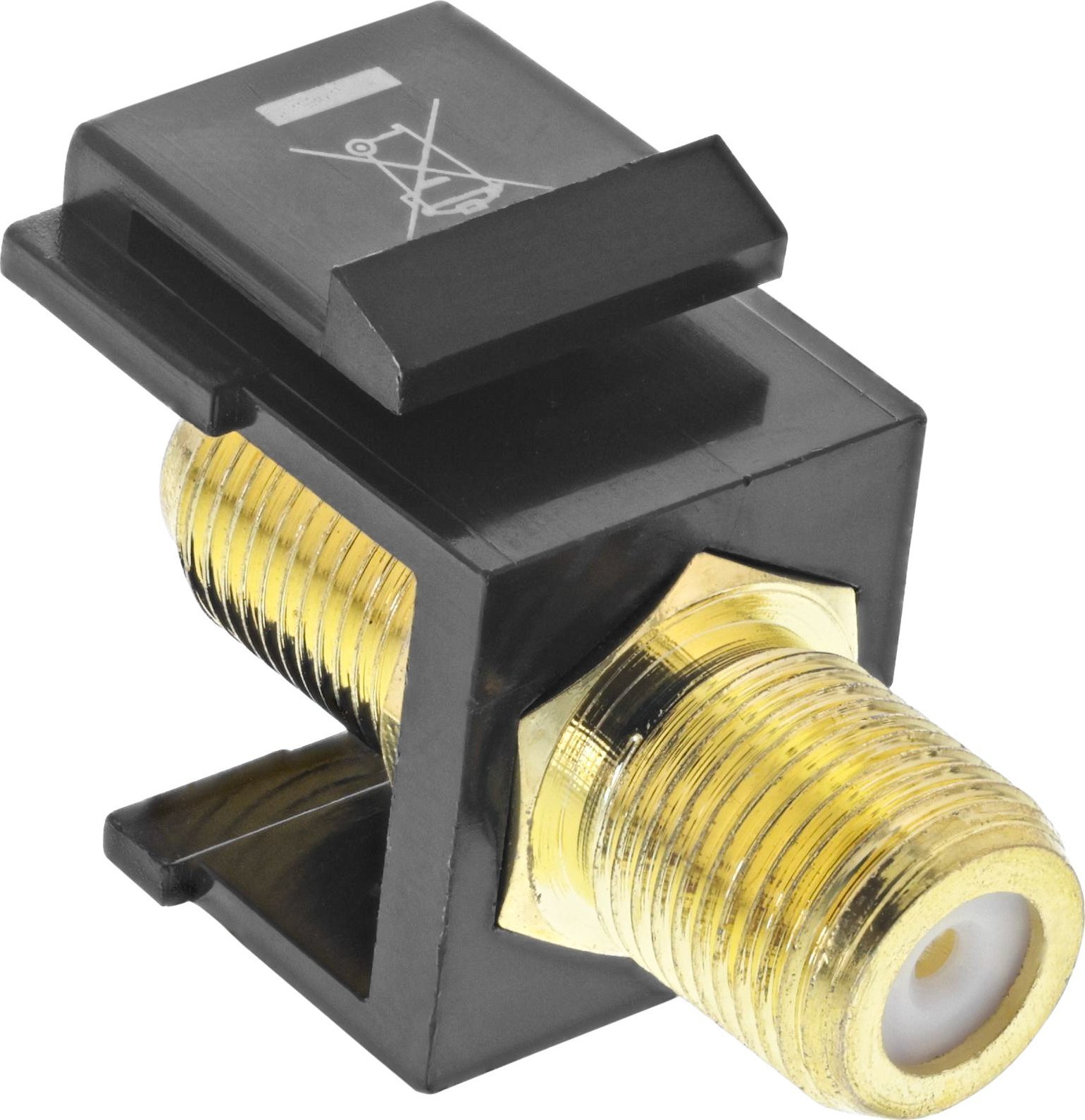 InLine Keystone installation adapter, connection coupling for satellite cable, 2x F-sockets, white