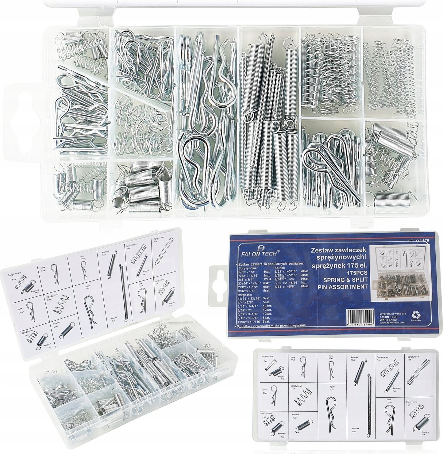 Falon-Tech FALON ZAWLECZKI SPRĘŻYNOWE ROZGINANE SPINKI 175szt
