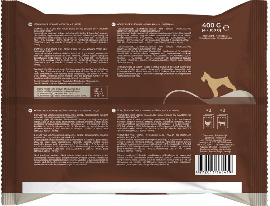 POUCHES FOR DOG 4X100G FLOWPACK