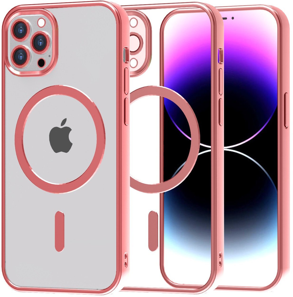 Etui Magsafe Magnetyczne do Apple iPhone 14 Pro Max, przezroczyste z czerwoną ramką