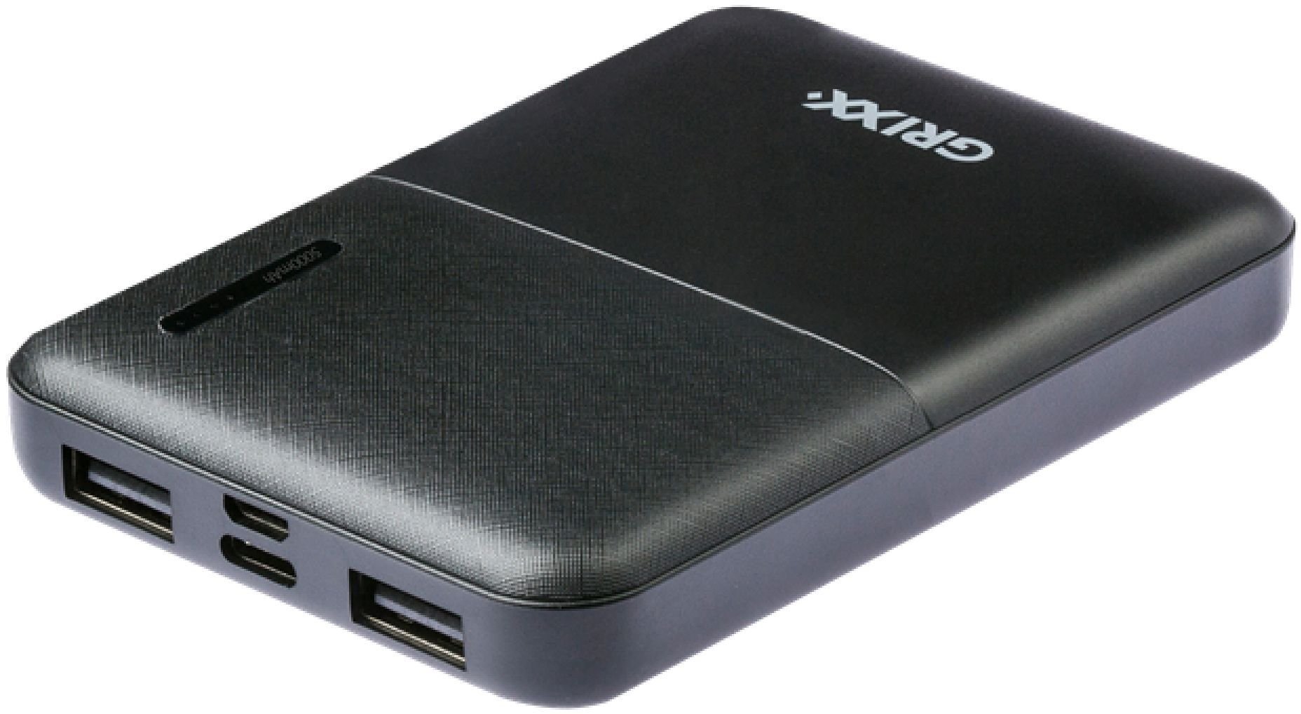 Grixx Powerbank 5000mAh Micro USB & USB-C Black