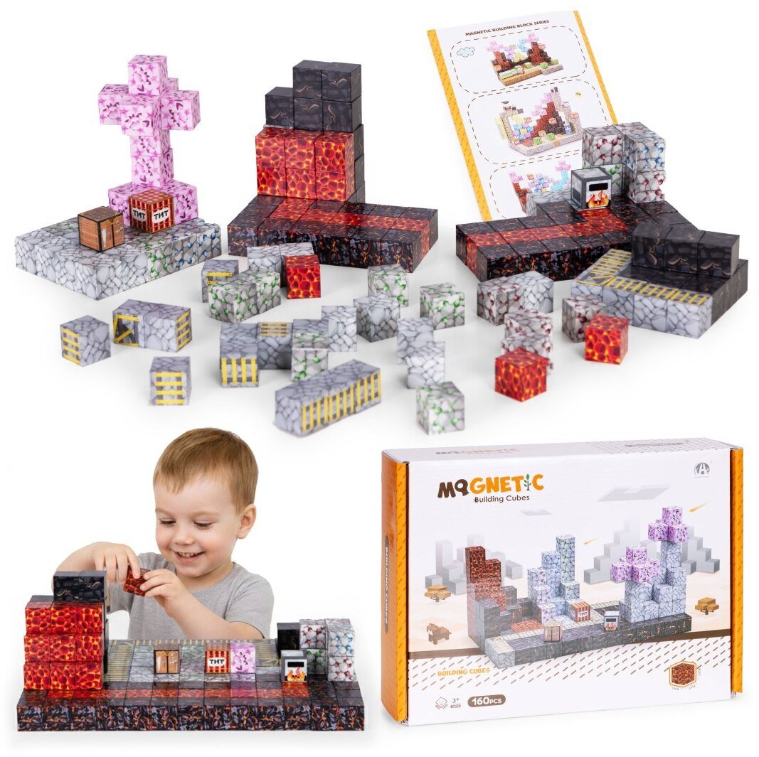Klocki magnetyczne konstrukcyjne dla dzieci zestaw 160 elementów EDUKAMP