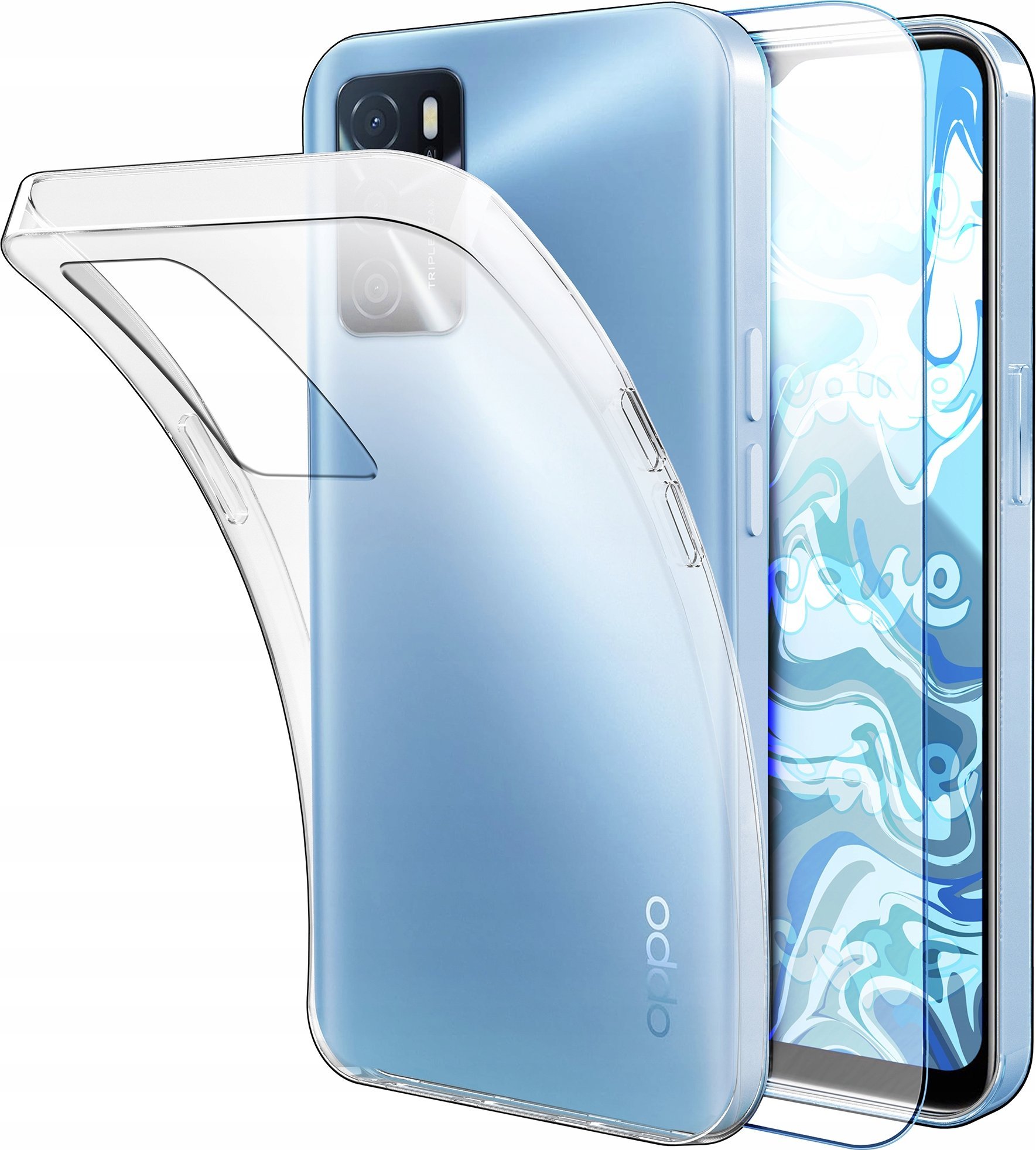Etui Do Oppo A16 / A16s (Przezroczyste, Silikonowe, Ochronne) Szkło 9H
