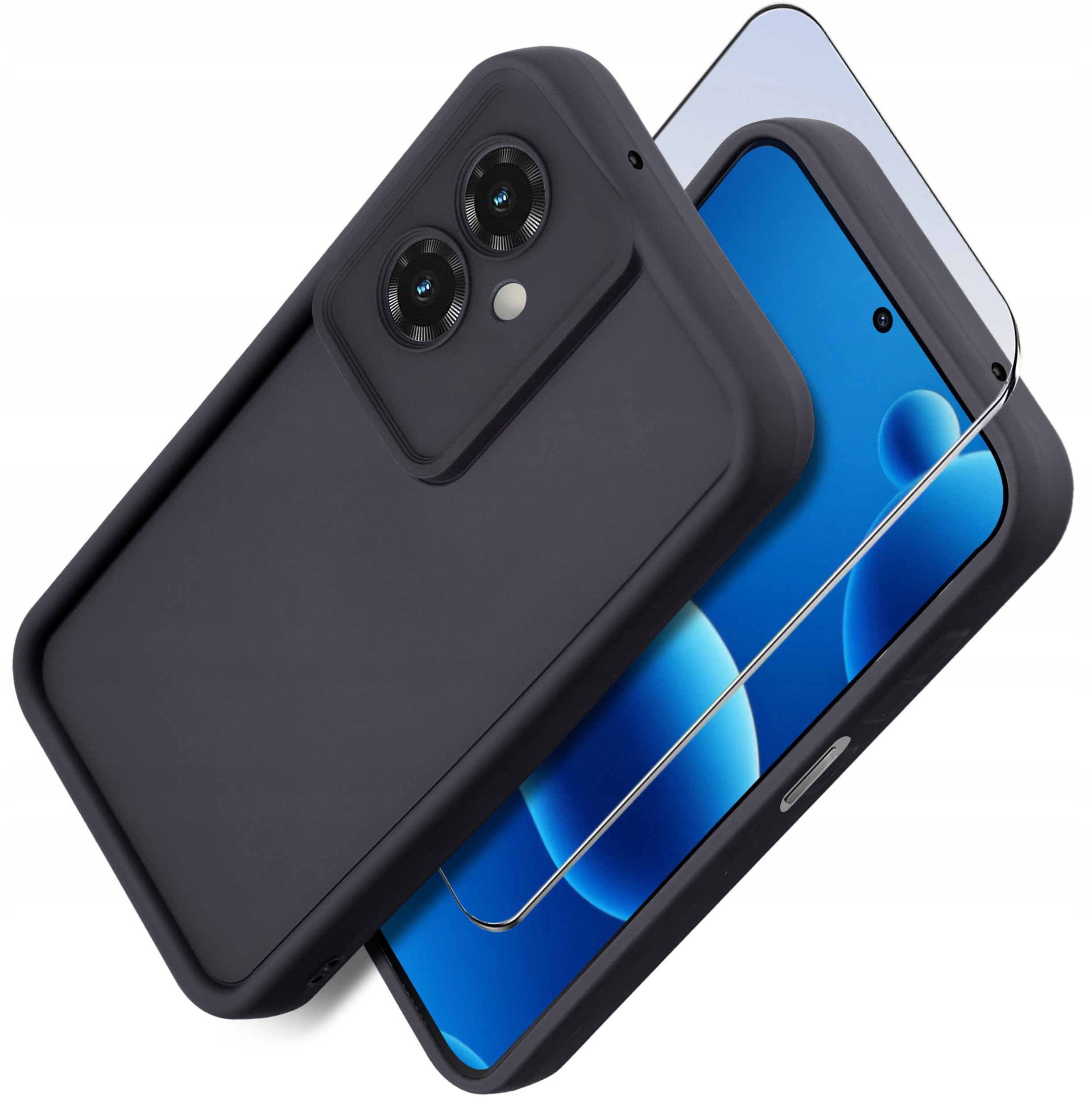 Etui do Motorola Moto G55 5G silikonowe MATOWE + Szkło ochronne na ekran 9H