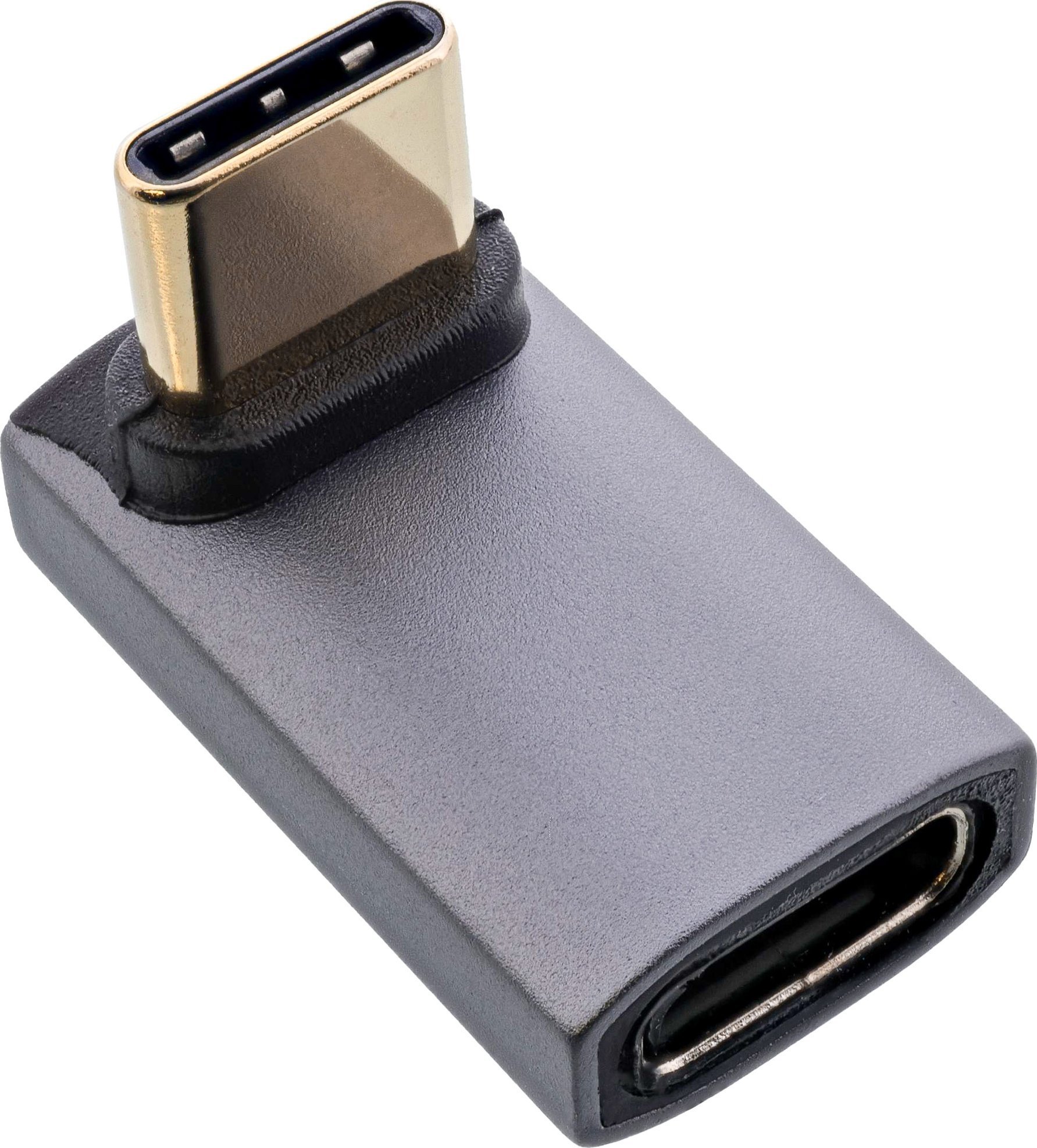 InLine® USB4 Adapter, USB-C Stecker/Buchse oben/unten gewinkelt, Aluminium, grau