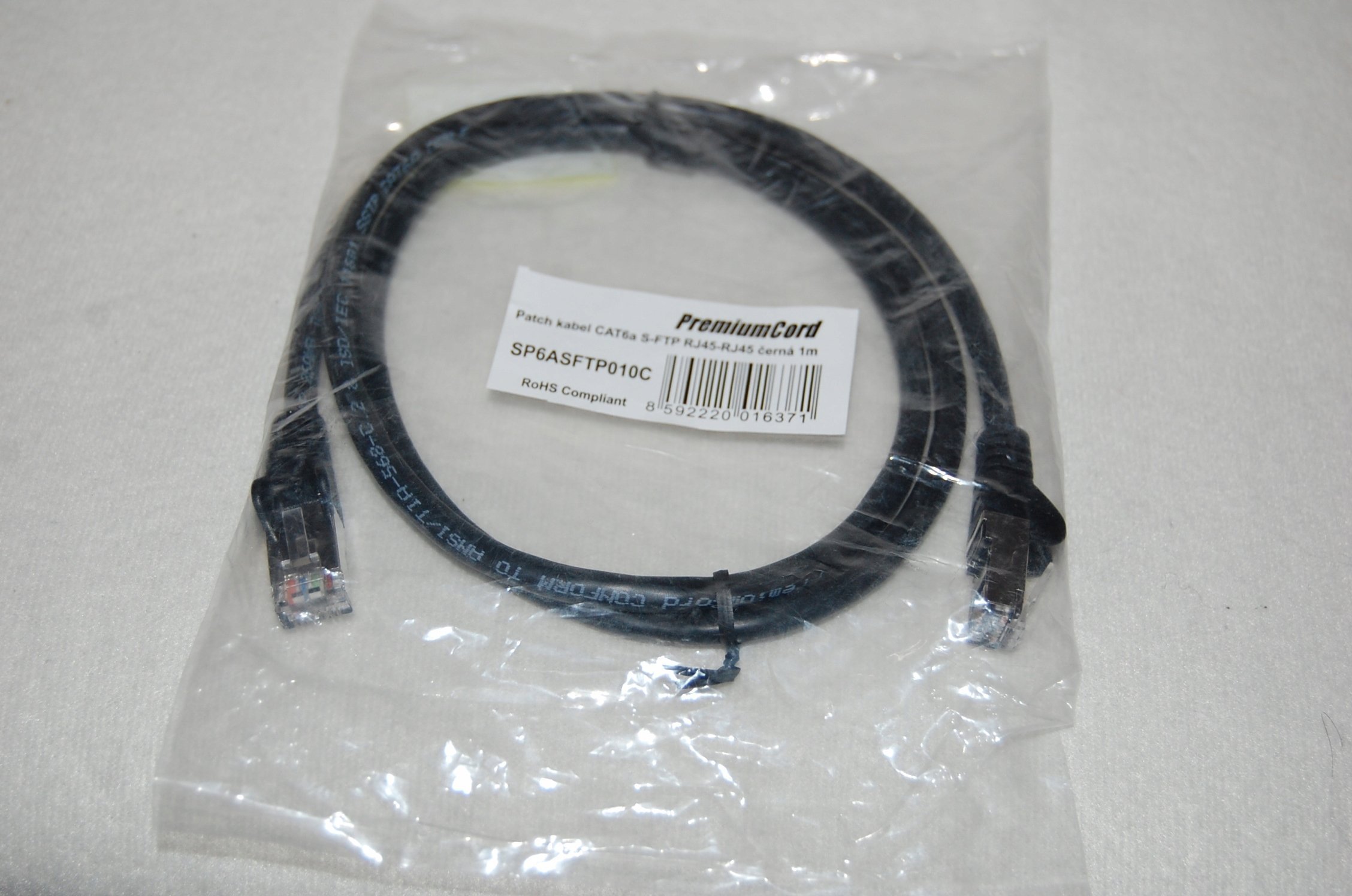 PremiumCord PREMIUMCORD Patch kabel CAT6a S-FTP, RJ45-RJ45, AWG 26/7 1m černá