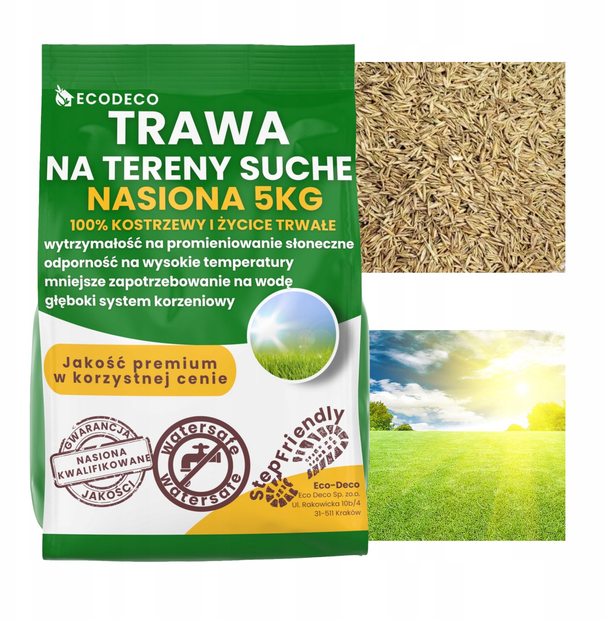 Trawa na Tereny Suche Samoregenerująca Nasiona Eco Deco 5kg Odporna Susza