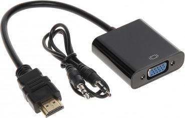 Adapter AV HDMI - D-Sub (VGA) czarny (HDMI/VGA+AU-ECO-3)