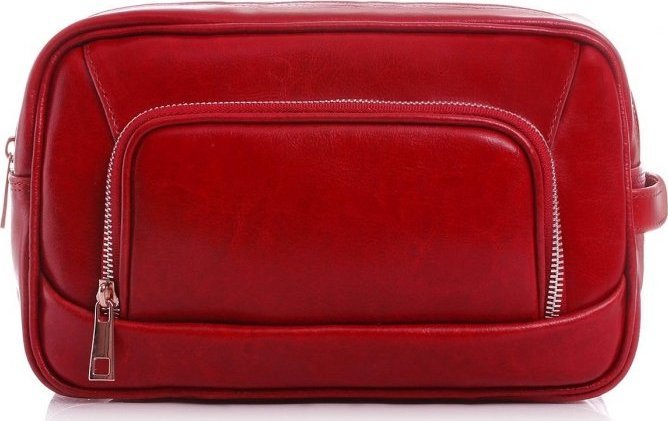 POLSKA SKÓRZANA KOSMETYCZKA SOLOME CZERWONA