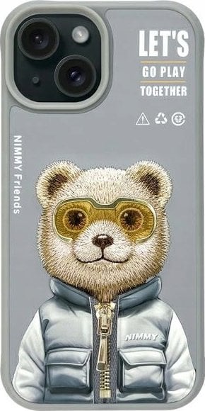 Nimmy iPhone 15 6.1" case gray/grey Cool&Cute 2.0 Bear