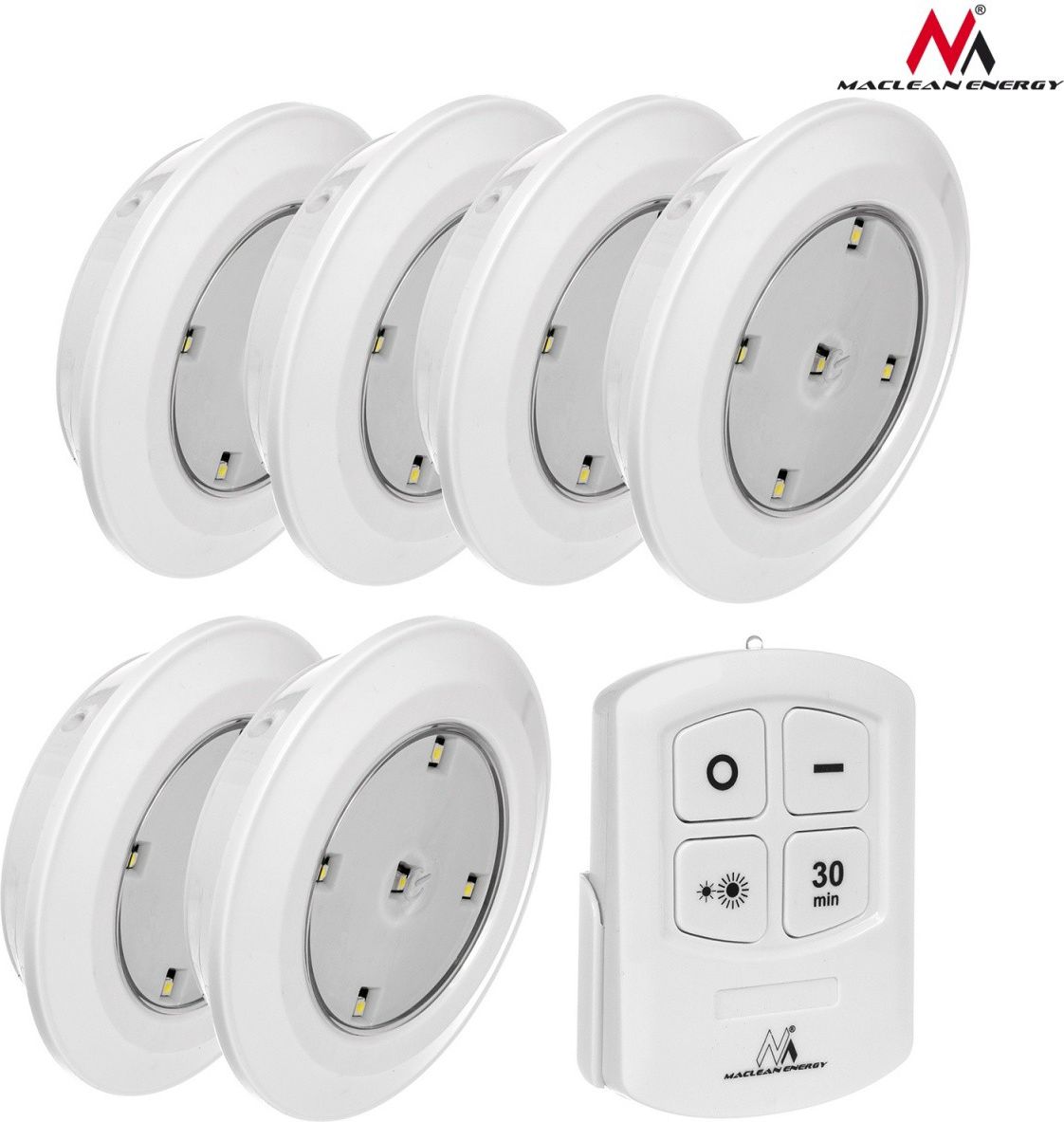 Maclean Lampa zestaw 6 LED Energy z pilotem na baterie 3xAAA (MCE165)