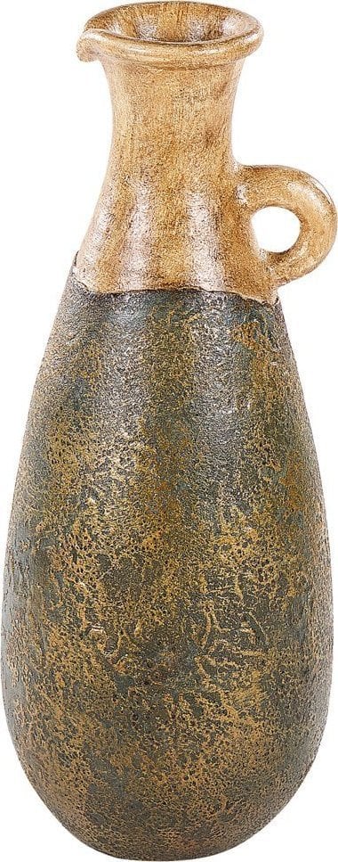 Beliani Wazon dekoracyjny z terakoty 50 cm zielono-złoty MARONEJA