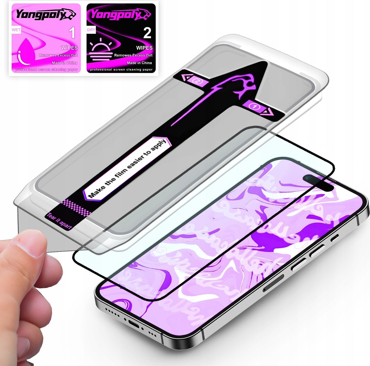 Hello Case SZKŁO DO IPHONE 15 PRO MAGIC GLASS EZ-FIT NA CAŁY EKRAN 9H