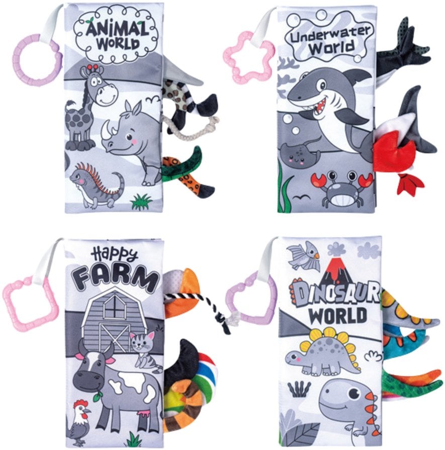 Zestaw Miękkie Książeczki Edukacyjne Sensoryczne Dla Malucha 4szt