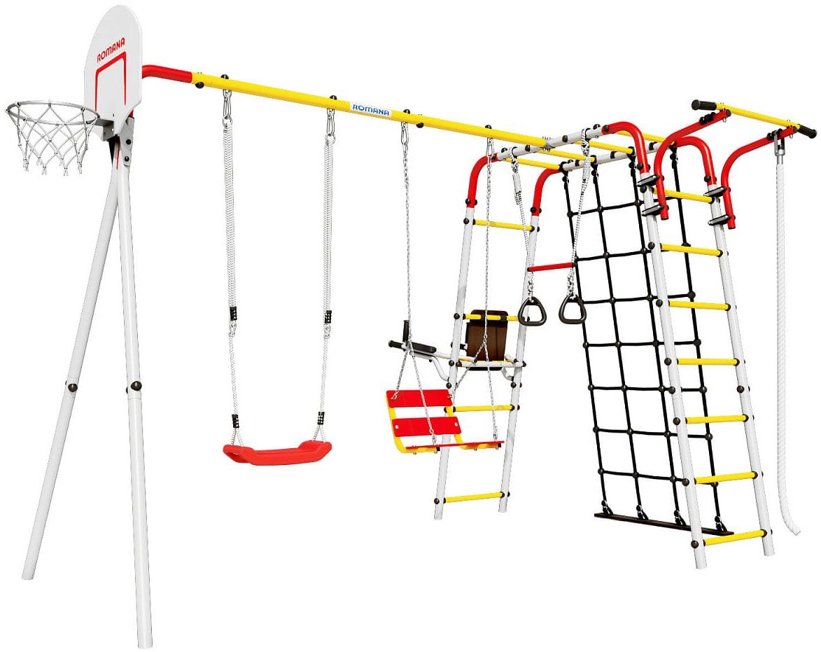Plac zabaw Akrobata Plus ogród | Siatka Drążek Huśtawki Kosz 100kg
