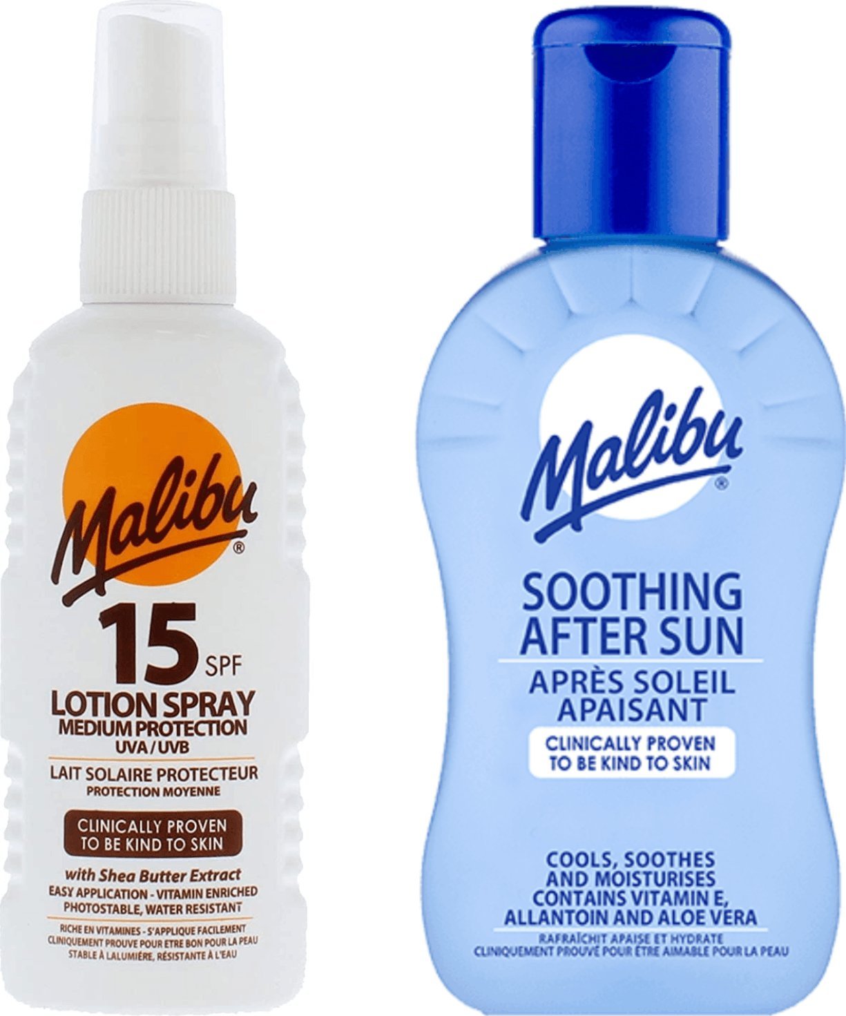 Malibu Malibu SPF15 Wodoodporny Spray 100ml + Balsam Po Opalaniu 100ml