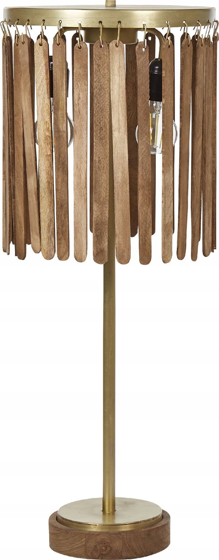 Lampa stołowa Beliani Lampa stołowa drewno mango ciemna z mosiężnym SABARI
