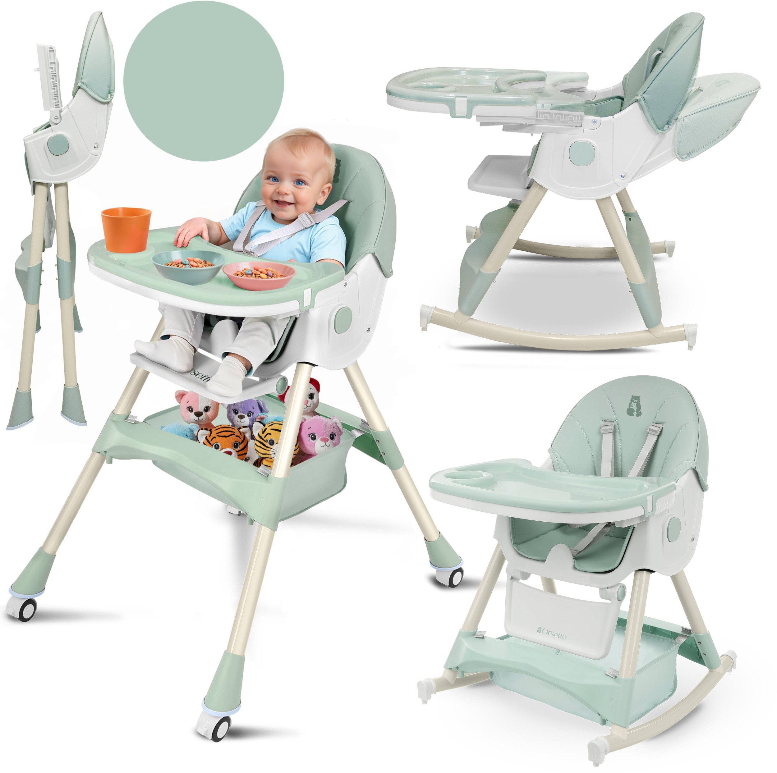 KRZESEŁKO DO KARMIENIA BUJACZEK SEZAMEK 6W1 ZIELONE