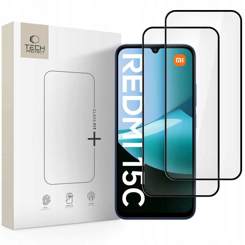 Szkło hartowane Tech-Protect Glass Fit+ do Xiaomi Redmi 15c / Poco C85 Black [2 PACK]