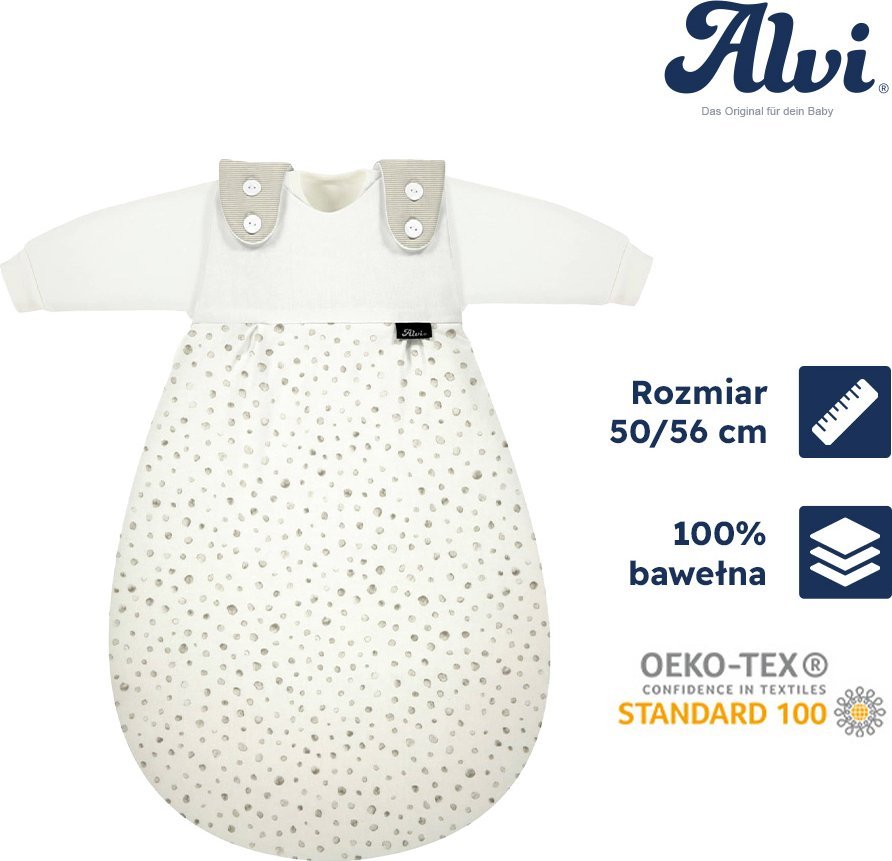 Alvi ALVI Baby-Mäxchen, Śpiworek 3-częściowy Jersey Aqua Dot 50/56