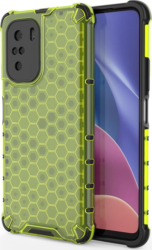 Hurtel Honeycomb etui pancerny pokrowiec z żelową ramką Xiaomi Redmi K40 Pro+ / K40 Pro / K40 / Poco F3 zielony