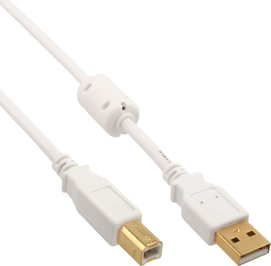 Kabel USB InLine USB-A - USB-B 0.5 m Biały (34505W)