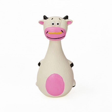 Zabawka dla psa, krowa, biała, guma lateksowa, 13 cm