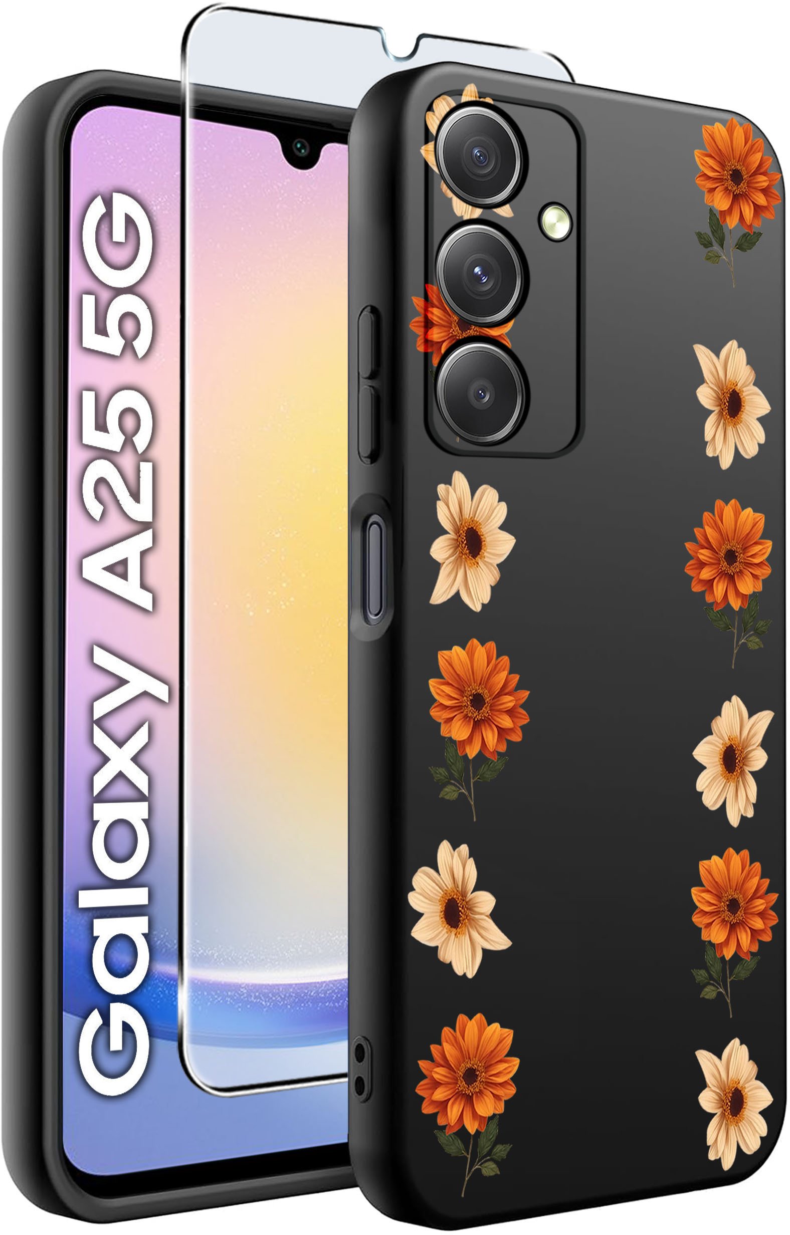 ETUI do Samsung A25 5G WZORY | SILIKONOWE MATT CASE + SZKŁO HARTOWANE 9H