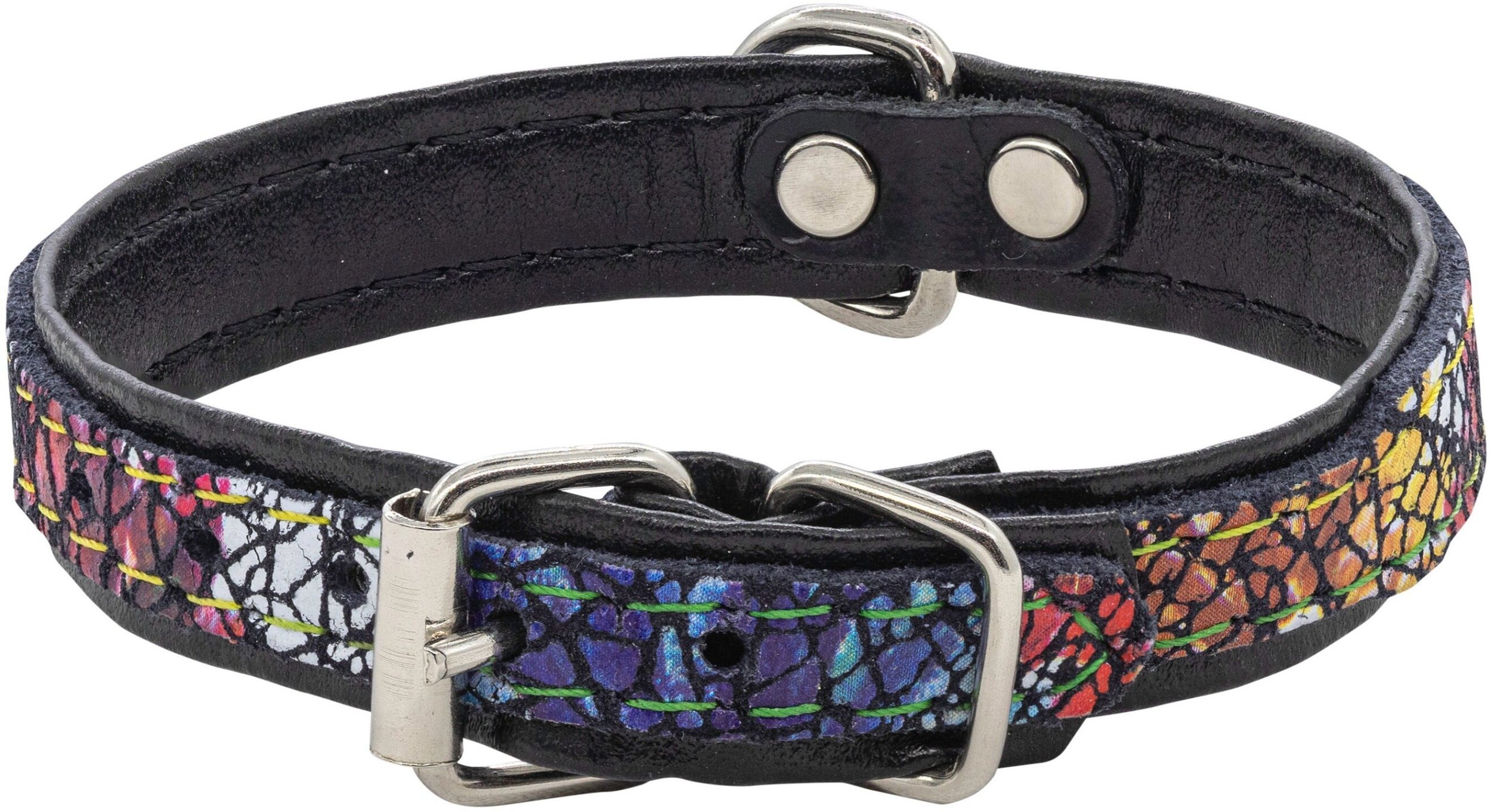 Barry King Obroża dla psa skórzana Kwiaty, XS-S, 12mm/35cm