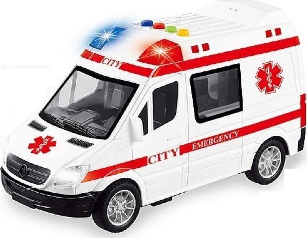 Ambulans z otwieranymi drzwiami światło, dźwięk