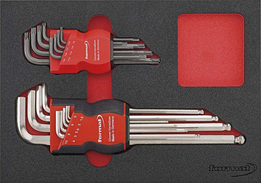 Moduł narzędziowy 2/9 Zest.kluczy trzpieniowychdo śrub z gniazdem 6-kątnych i Torx FORMAT