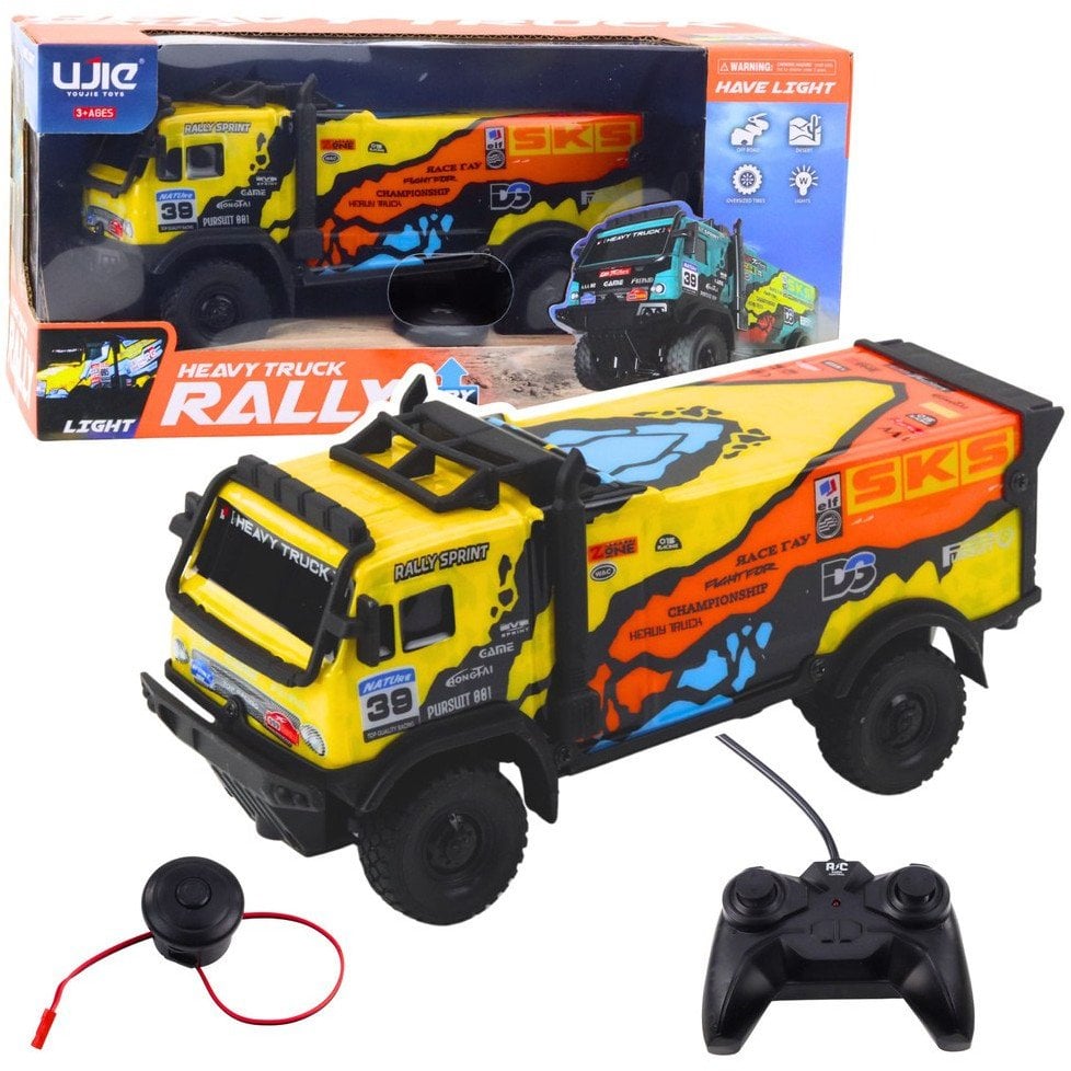 Samochód Ciężarowy Zdalnie Sterowany RC Pilot Dźwięki Żółty LEAN Toys