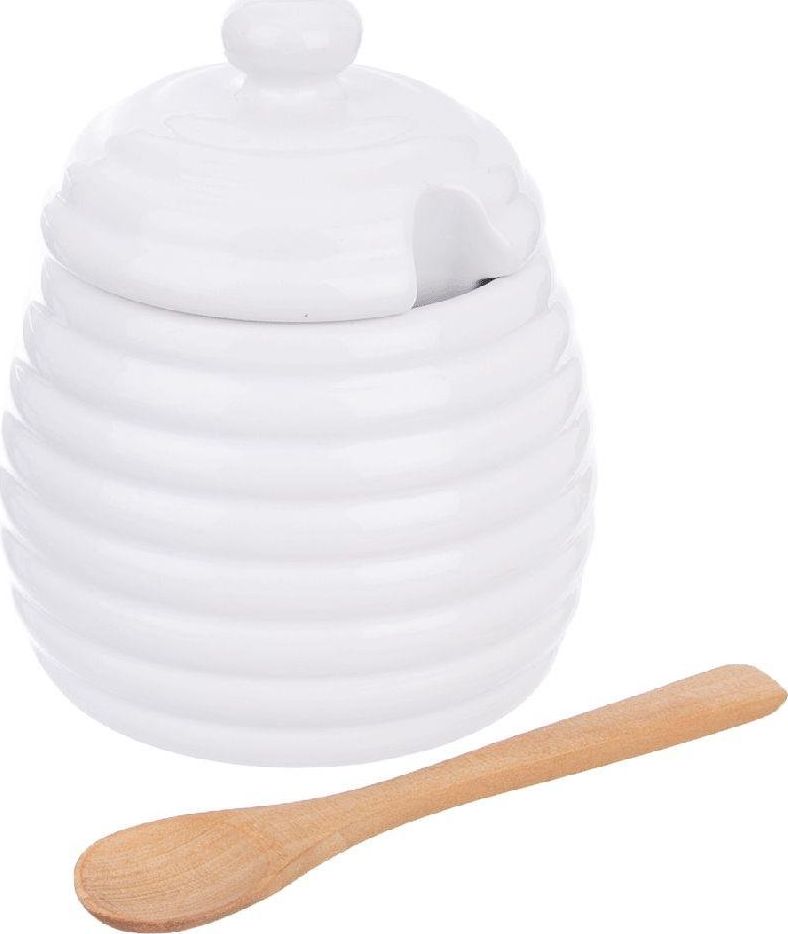 Orion Pojemnik porcelanowy na MIÓD do miodu z pokrywką i łyżeczką 340 ml