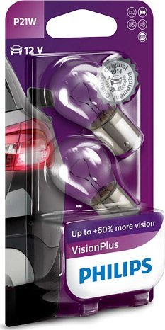 Philips ŻARÓWKA P21W 12V/21W +60% (STOP/KIERUNKOWSKAZ) PHILIPS VISIONPLUS BA15S 2SZT.