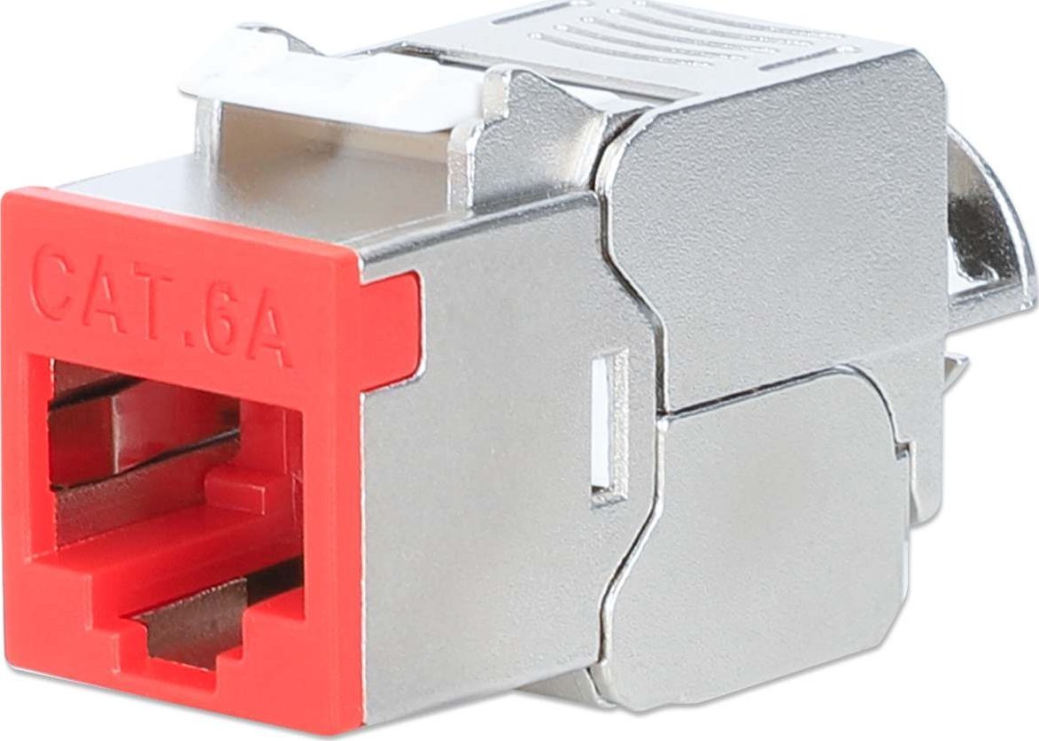 Intellinet Network Solutions INTELLINET Cat6a 10G Slimline Keystone-Modul STP werkzeuglos mit Rastclip f�r Massivdraht vergoldete Kontakte Metallgeh�u