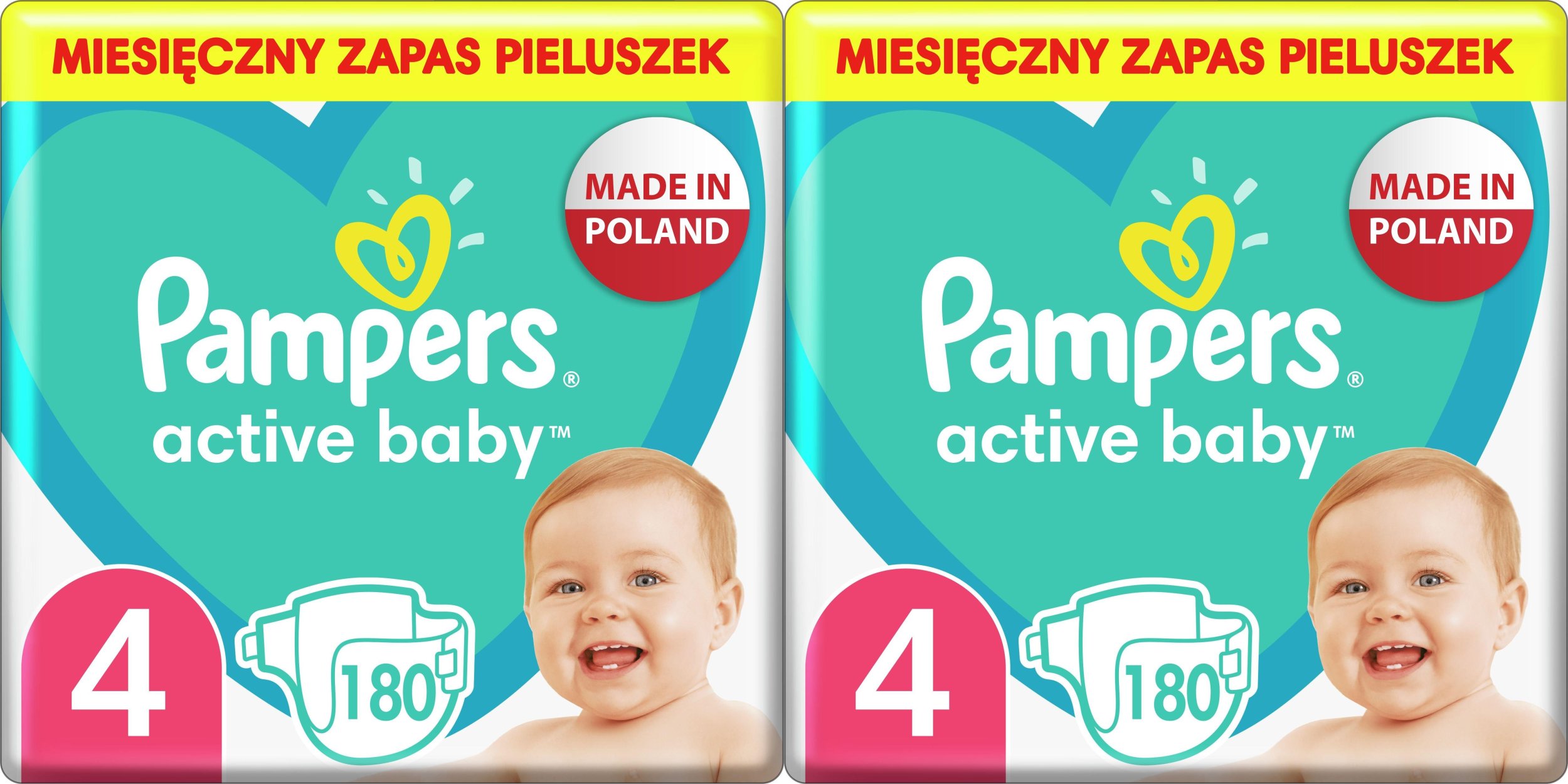 Pampers Pieluchy Active Baby 4, 9-14 kg, 180 szt. x2