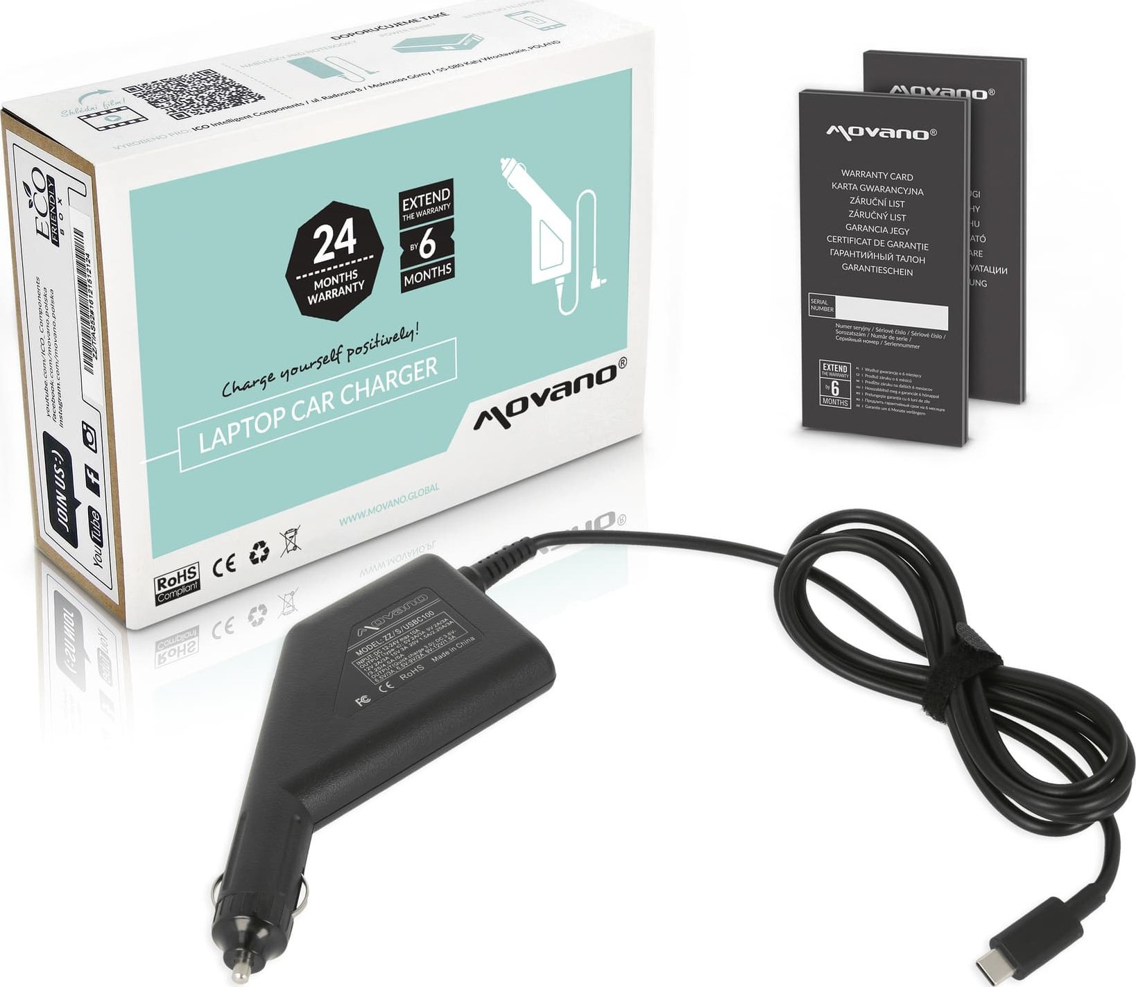 Ładowarka Movano Zasilacz samochodowy Movano 100W USB type C USB-C