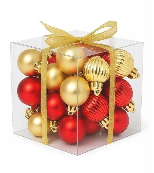 Party Deco Bombki na choinkę niedłukące 50szt złote, czerwone