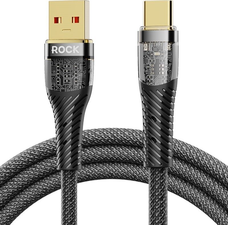 Kabel USB Rock USB-A - USB-C 1.2 m Czarny (03616)