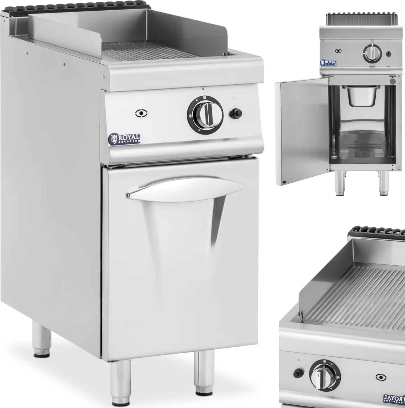 Grill gazowy ryflowany z szafką na propan / LPG / gaz ziemny 6 kW Grill gazowy ryflowany z szafką na propan / LPG / gaz ziemny 6 kW